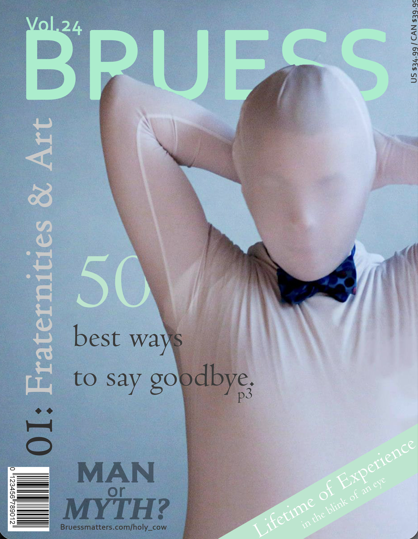 Magazine cover of subject in a full-body suit